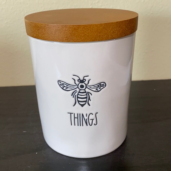 Rae Dunn Bath New Rae Dunn Ceramic Things Canister With Wood Lid